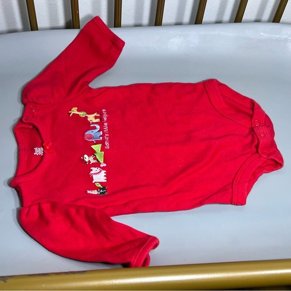 Long-Sleeve animal embroidered Santa’s helper bodysuit w/ bow detail no flaws - Picture 1 of 4
